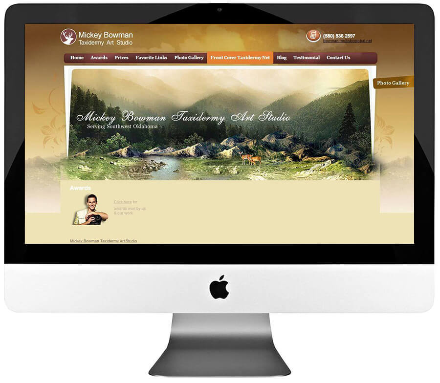 Taxidermy Art Studio Custom WordPress Website Design