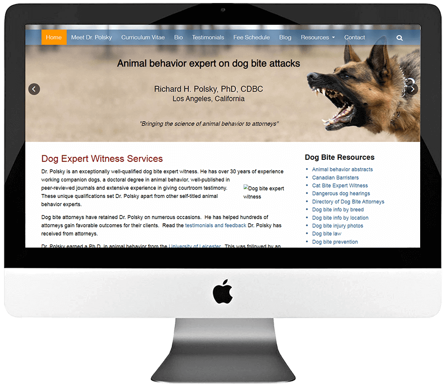 Dog Expert Witness Services WordPress Website Design